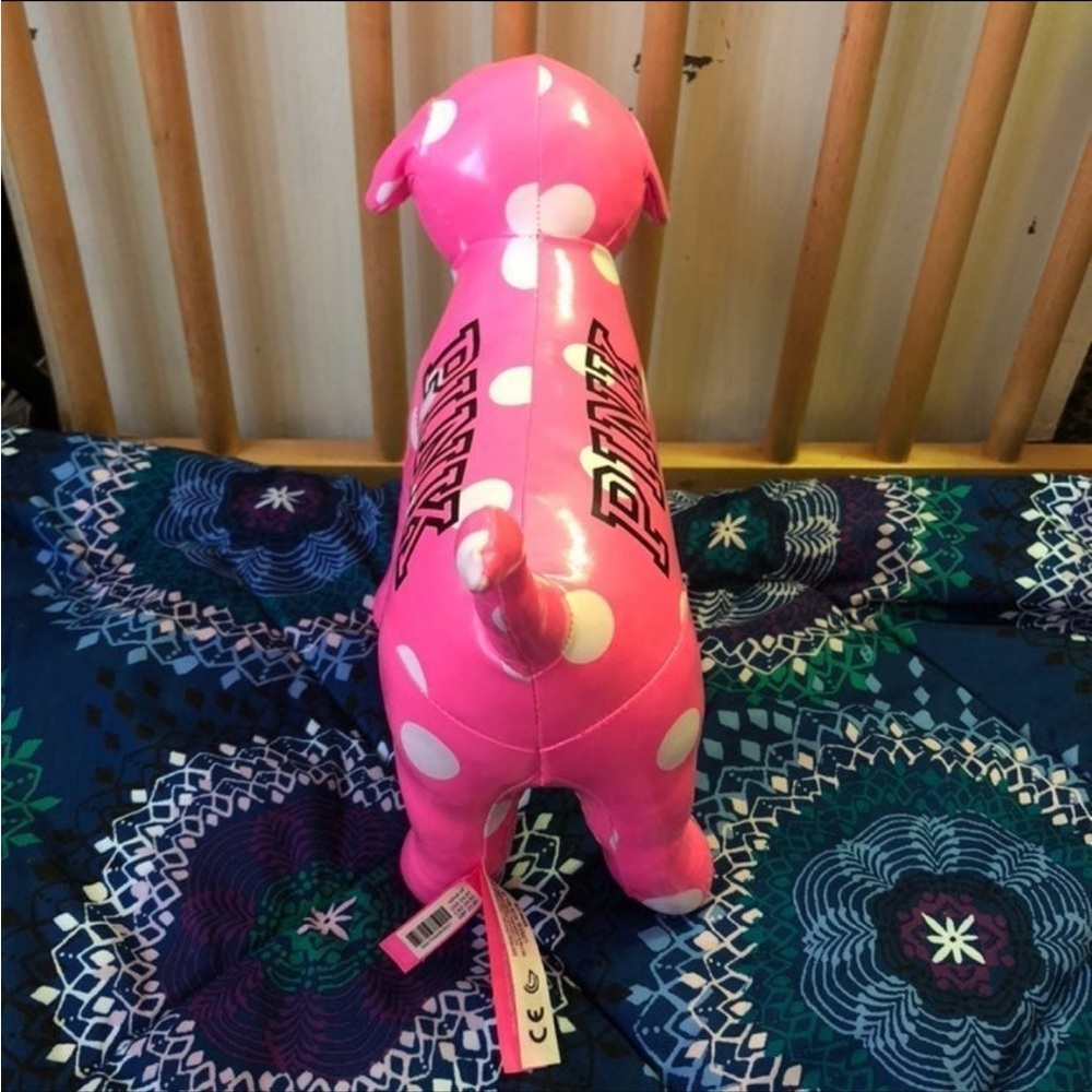 Victoria’s Secret PINK Pink and White Polka Dot Giant Plush Bus Dog Display - Picture 5 of 15